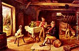 The Flute Concert Paintings - A Cottage Concert by Charles Hunt